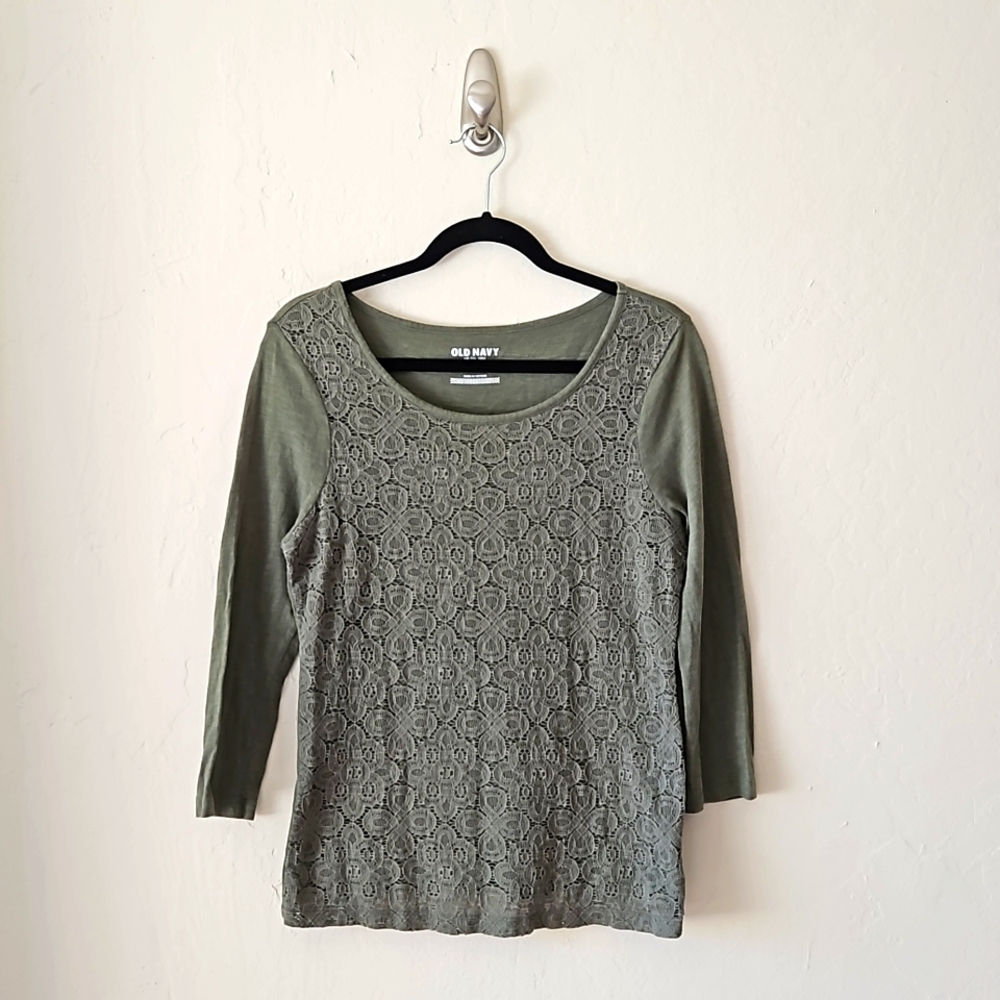 Green Lace front 3/4 length Tee